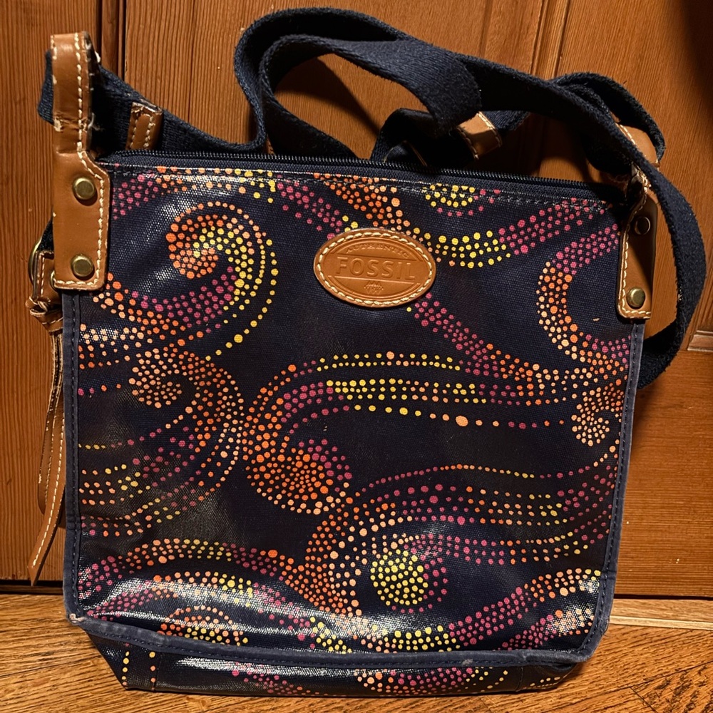 Fossil vinyl crossbody bag purse